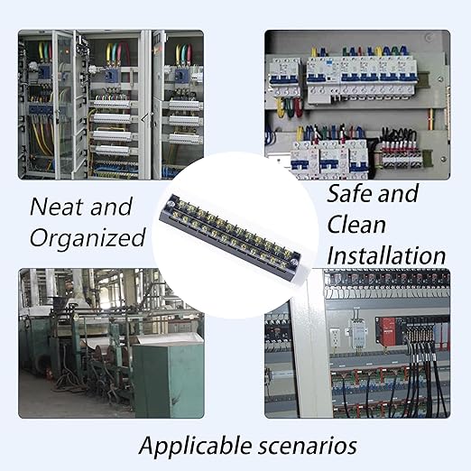 Terminal Block (8 Sets) 8Pcs 10 Positions Dual Row 600V 25A Screw Terminal Strip Blocks with Cover&8Pcs Pre-Insulated Barrier Termina Block Strip&80Pcs Insulated Fork Wire Connector