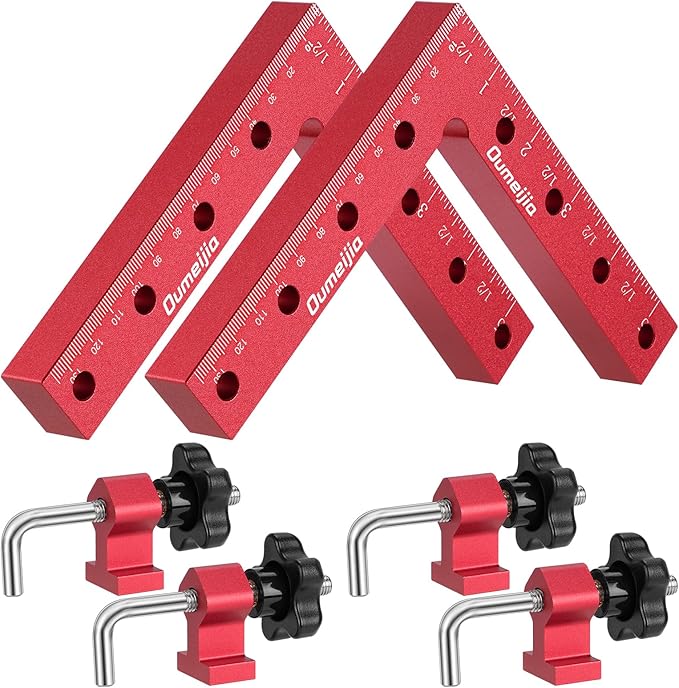 90 Degree Positioning Squares, Right Angle Clamps for Woodworking 5.5" x 5.5"(14 x 14cm), Aluminum Alloy Corner Clamps, Clamping Squares Tool for Picture Frame Box Cabinets Drawers