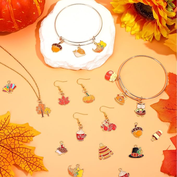 MARFOREVER 40Pcs/20 Pairs Fall Charms, Thanksgiving Charm - Image 2