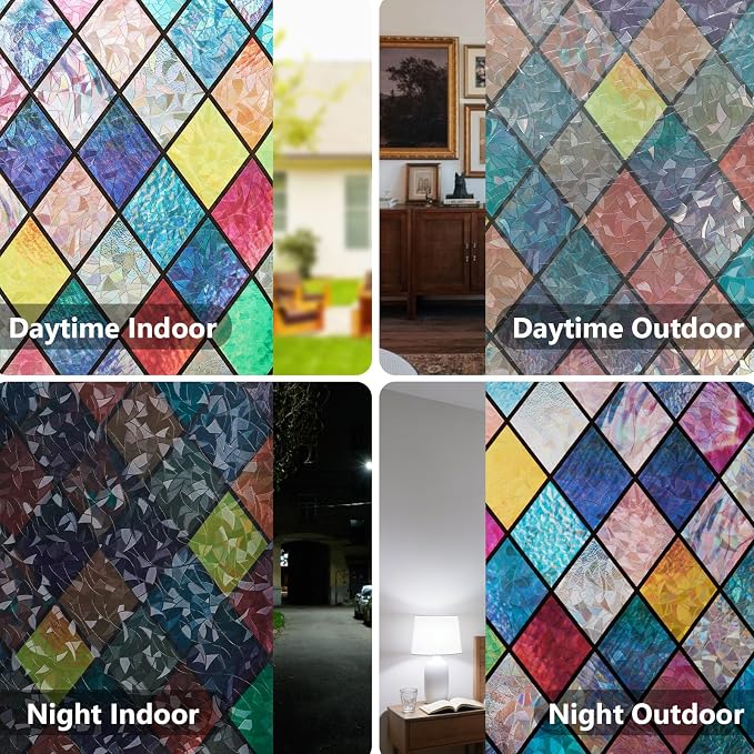 Window Privacy Film Stained Glass 35.4" x 78.7" Rainbow | Static cling – no glue - Image 7