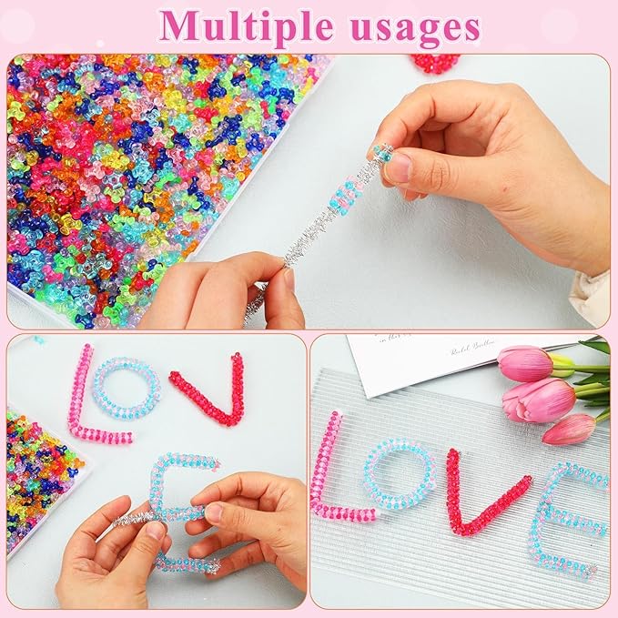 UPINS 1200Pcs Tri Beads, Colored Plastic Kandi Rainbow Triangle Bulk - Image 3