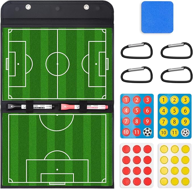 WISYOK Leather Covered Magnetic Soccer Lineup Board, Foldable and Portable by WISYOK