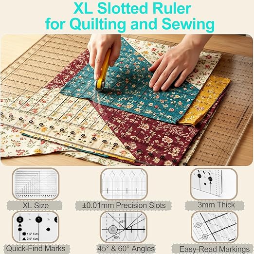 16.5" x 16.5" Square Slotted Quilting Ruler - Image 4
