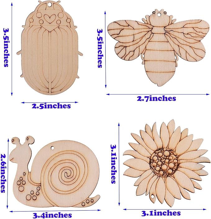 90PCS Unfinished Blank Wooden Cutouts Craft - Image 2