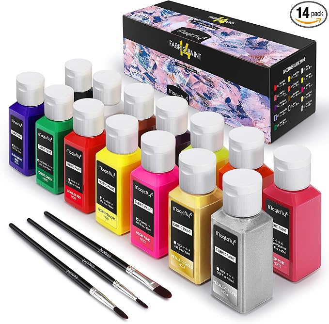 Magicfly Permanent Soft Fabric Paint Set, No Heating Needed & Washable Fabric by Magicfly