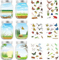 24PCS Insects Stickers Crafts DIY Jar Sticker Set by InIsaJace