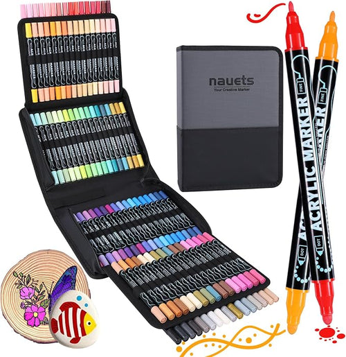100 Colors Precision Dual Tip Acrylic Paint Markers Pens by nauets