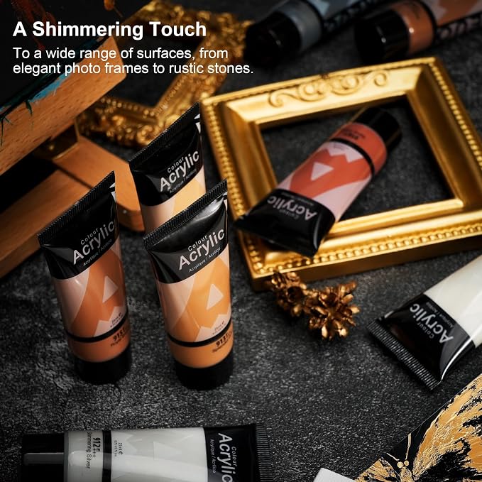 AUREUO Pearl Gold Acrylic Paint, 4 Fl Oz / 120ml Single Tube, Rich Pigment - Image 4