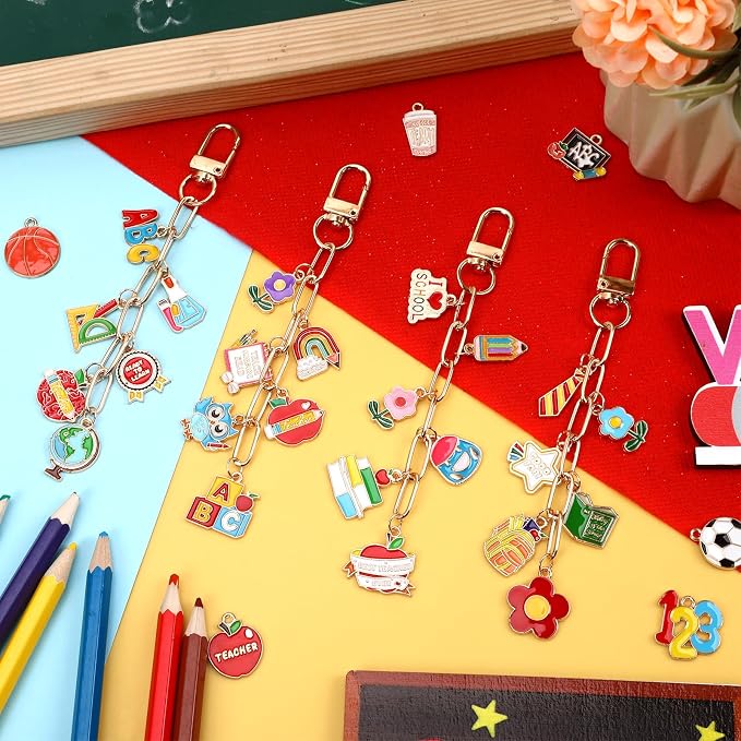 AUGSUN 189Pcs Teacher Keychain Making Kit School DIY Keychain Craft | Keychain - Image 7