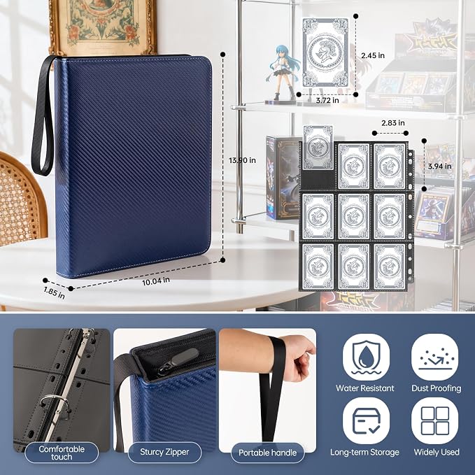9 Pocket Card Binder, Premium Zip Trading Top Loader Binder, 720 Double Sided - Image 3