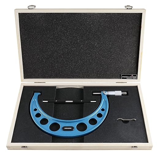 Accusize Industrial Tools 7-8'' Ultra-Precision Carbide Tipped M-Type Outside Micrometer, Resolution 0.0001'', Eg00-0008