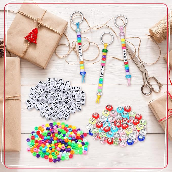 Landical 564 Pcs DIY Bead Keychain Kit Key Chain Making Craft Adjustable Letter - Image 5