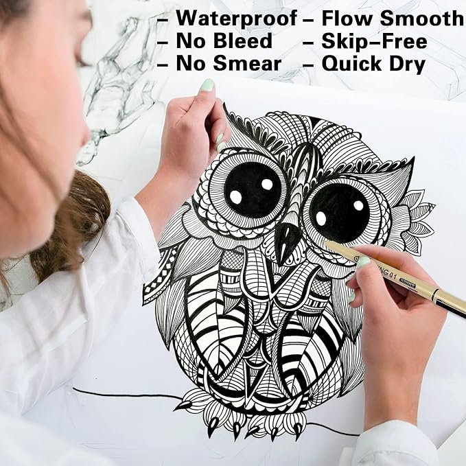 Muchcute Micro Fineliner Drawing Art Pens: 16 Black Fine Line Waterproof Ink - Image 4