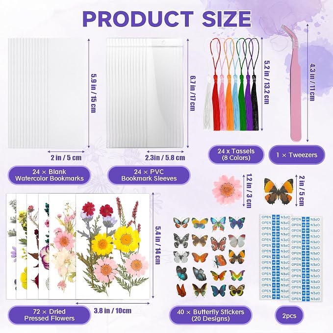 DIY Bookmark Making Kit – 187 PCS Dried Flower Bookmark Kit - Image 3