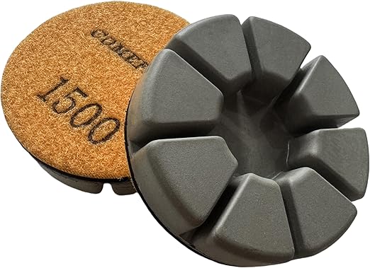 Diamond Floor Polishing Pucks for Terrazzo, Marble, Granite, Concrete Floor, 3 Inch 15mm Resin Bond Hook and Loop Polishing Pad, 1500#, 3PCS