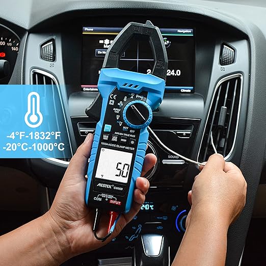 MESTEK Digital Inrush Clamp Meter Multimeter 1000A T-RMS 6000 Counts Voltage Tester Volt Amp Meter with VFD, LOZ Mode, Measuring AC DC Current Voltage Temperature Capacitance Resistance Continuity