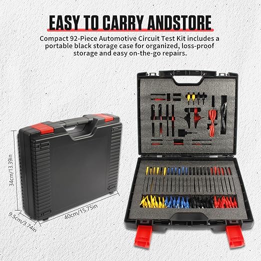 Electrical Multimeter Test Lead Set - BELEY 92PCS Automotive Circuit Terminal Test Leads Diagnostic Wiring Tool Kit with Alligator Clips and SRS Connector for Car Diagnostics, Testing and Repair