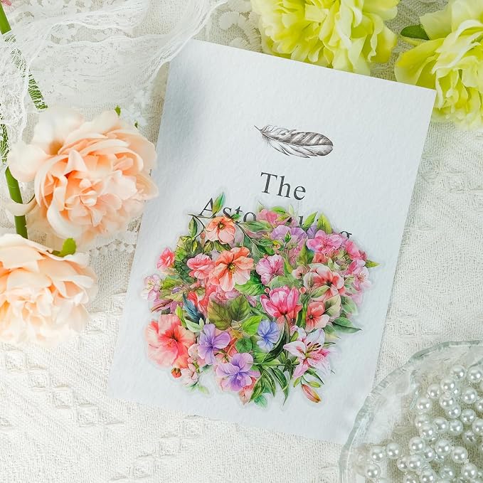 50pcs Pink Flower Stickers for Scrapbooking - Image 4