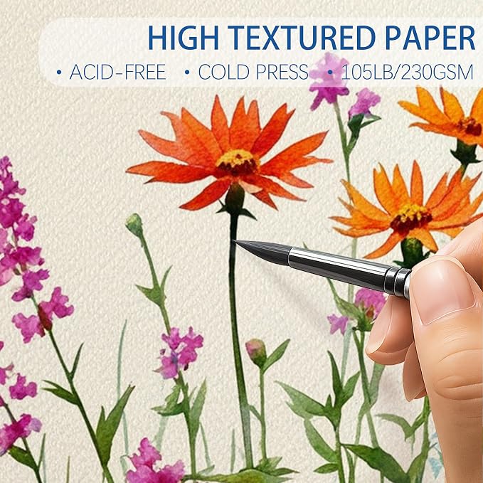 Threvortax 100 PCS Watercolor Paper 5X7 Inch 105LB/230GSM Cold Press Water - Image 4