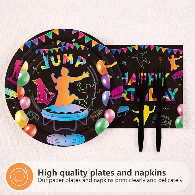 96 Pcs Trampoline Jump Birthday Party Decoration Trampoline Bounce Plates and - Image 3
