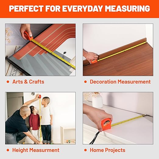 ValueMax Tape Measure 16FT with Fractions 1/8, 3 Pack Retractable Easy Read Measuring Tape, Imperial Pocket Measurement Tape with Metal Belt Clip for Construction, Contractor, Carpenter, Woodworking