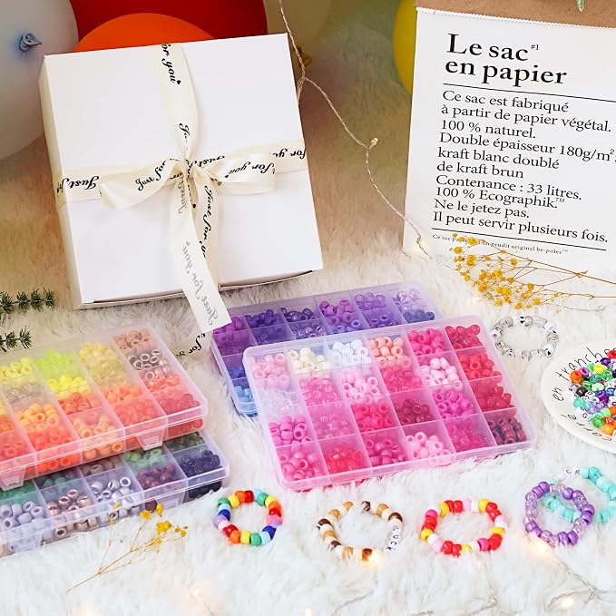 Bracelet Making Kit 96 Colors Pony Beads 3300pcs Friendship Bracelet Kit - Image 6