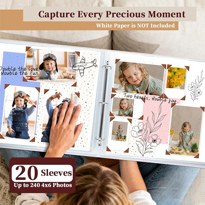 12x12 Inch Large 3 Ring DIY Scrapbook Photo Album, Linen Cover Scrapbook - Image 7