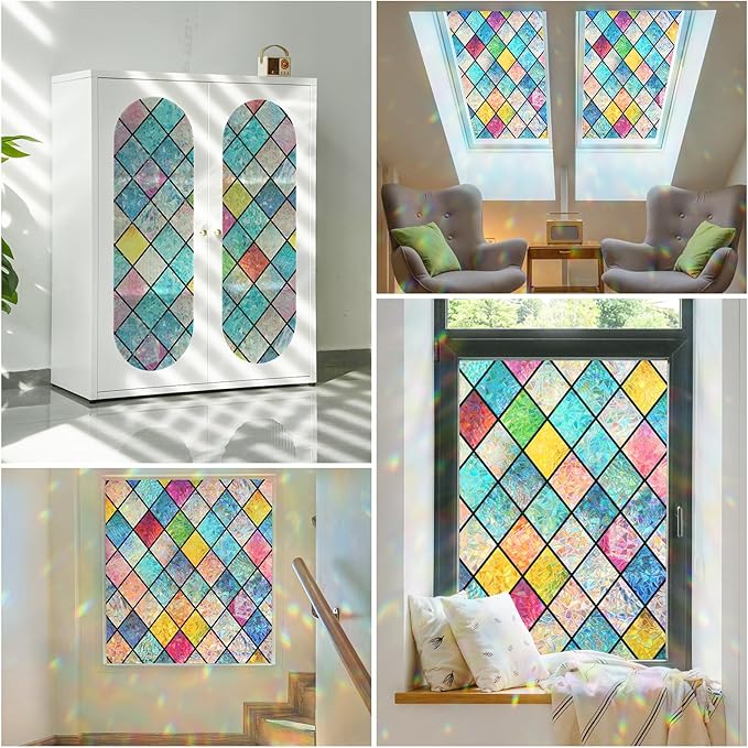 Haton Window Privacy Film Stained Glass Film, Rainbow Decorative Window Cling - Image 7