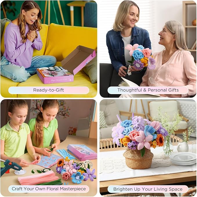 Pipe Cleaner Flower Kit, Flower Making Kit - Image 5