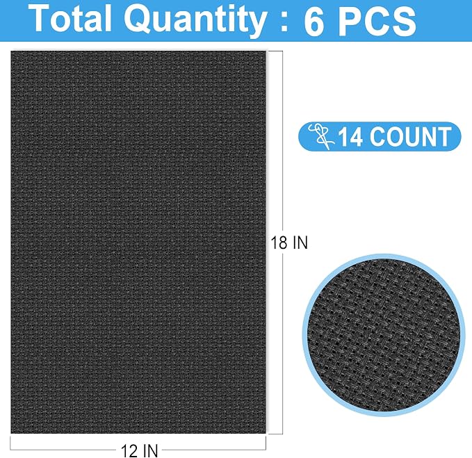 6 PCS Cross Stitch Aida Fabric 14 Count, 18 by 12 Inch, Classic Reserve Cross - Image 2