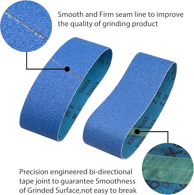3 Inch x 21 Inch Sanding Belts, 36 Grit 3x21 Zirconia Sanding Belts, 3 x 21 Belt Sander Sanding Belts for Metal Polishing, Derusting, Woodworking(3x21in,36 Grit)
