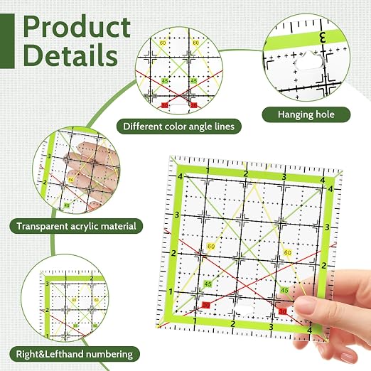 Imeepa 4PCS Acrylic Square Quilting Rulers, 3.5"-10.5", - Image 3