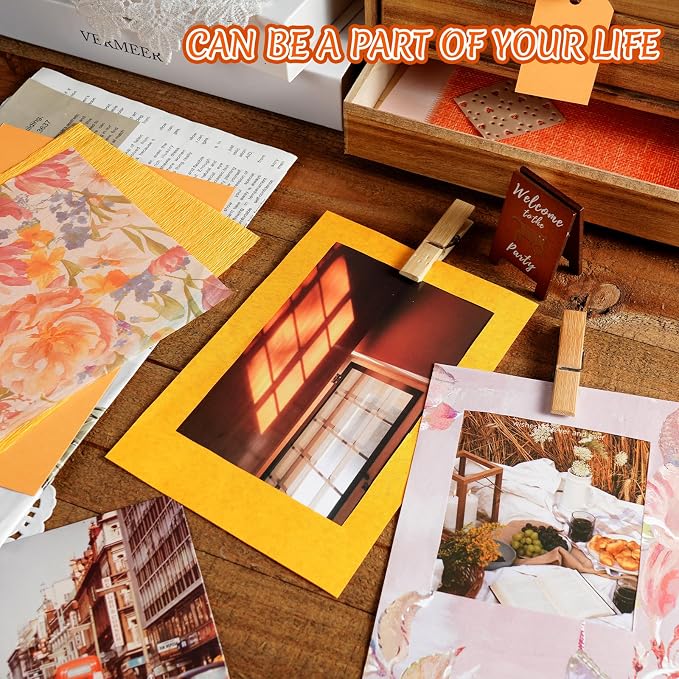 50 Sheets Orange Scrapbook Paper Textured Mesh Fabric Assorted | Multi-texture - Image 5