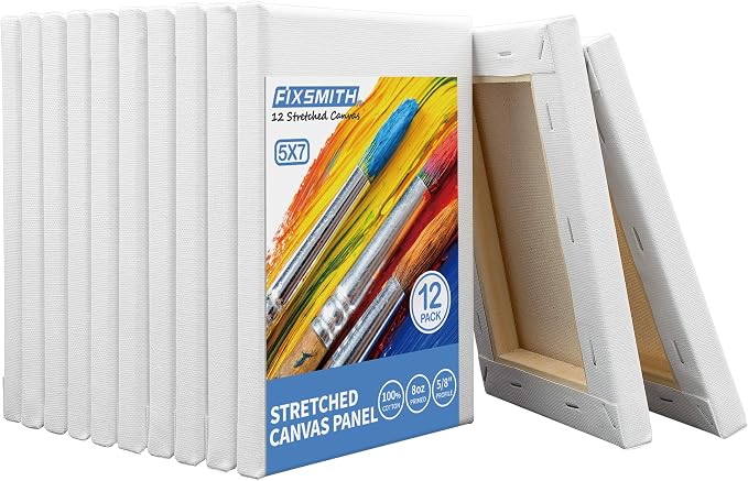 FIXSMITH Stretched White Blank Canvas- 5x7 Inch, Bulk Pack of 12, 100% Cotton - Image 7