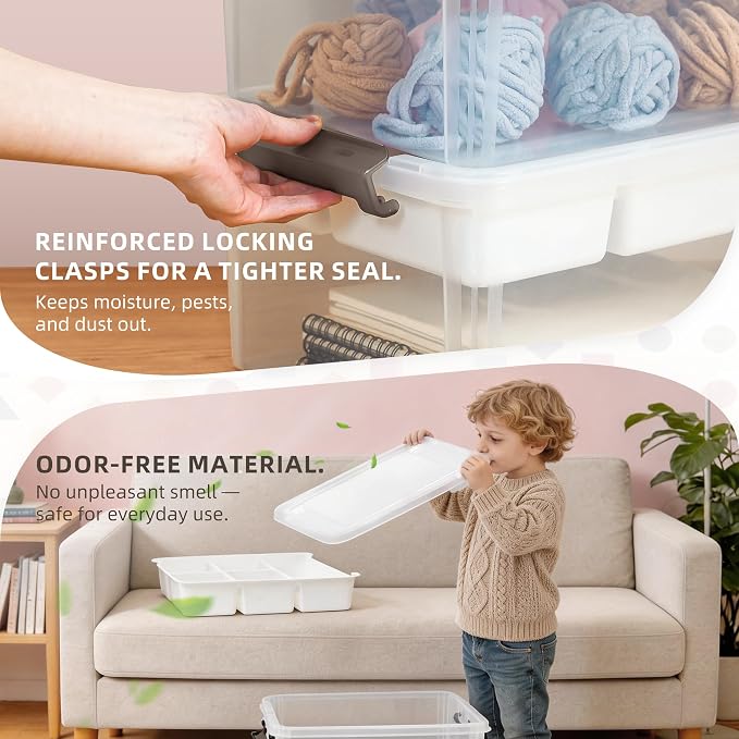17 QT Clear Craft Storage with 1 Removable Fixed-Compartment Tray, Craft - Image 5