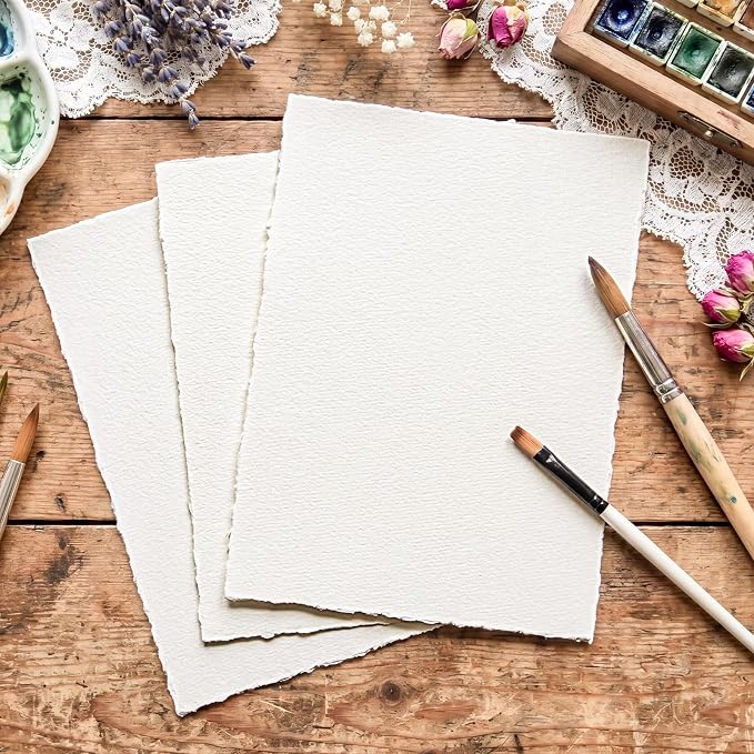 100 Sheets Watercolor Paper 7x10 inch, 300 GSM Deckled Edge Paper - Image 4