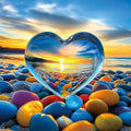 MINIWAN Sunset Heart Puzzles for Adults 500 Pieces, Letters on Back, Reference by MINIWAN