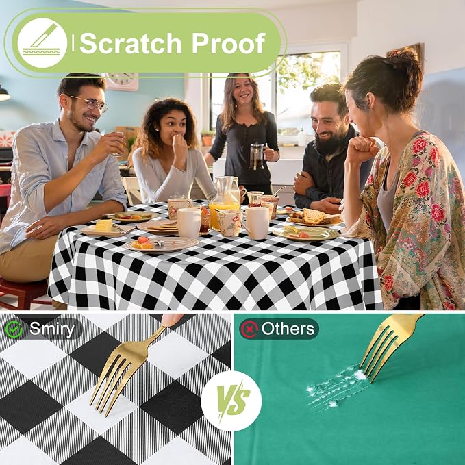 Smiry Plastic Table Cloth, Waterproof Vinyl Tablecloth - Image 5