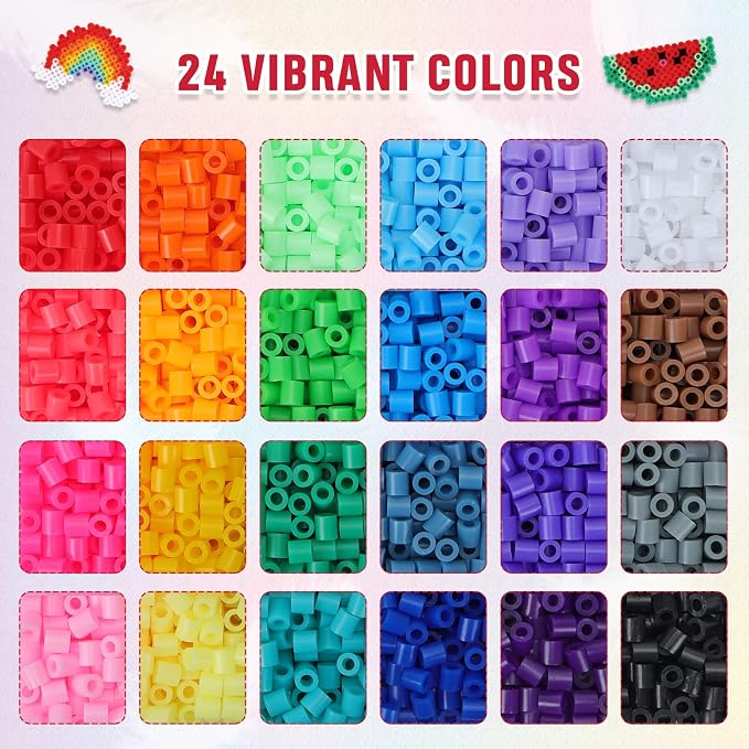 QUEFE 5200pcs Fuse Beads Kit for Boys and Girls, 24 Colors 5mm Melting Beads - Image 3