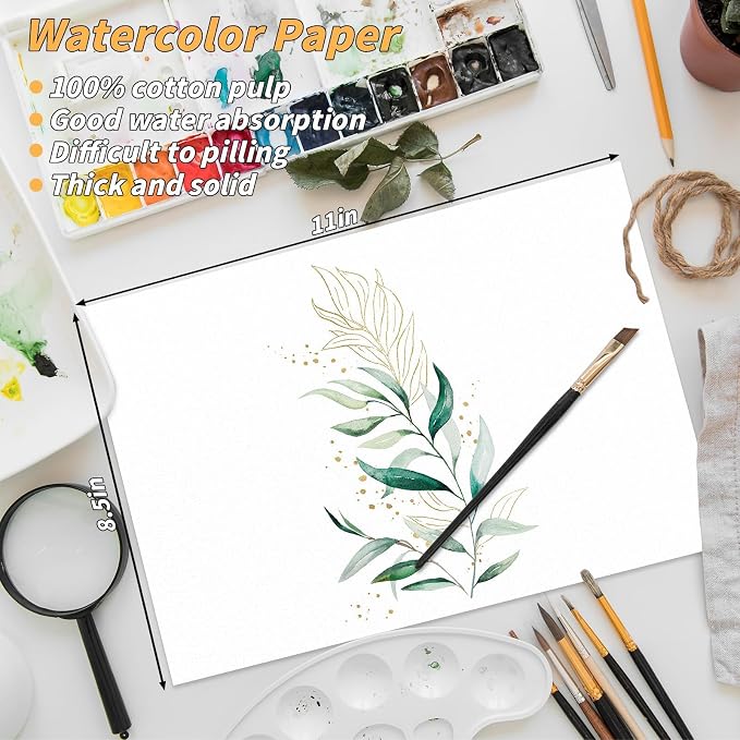 150 Sheets Cotton Watercolor Paper 8.5x11 Inch 230GSM Art Paper Bulk | - Image 2