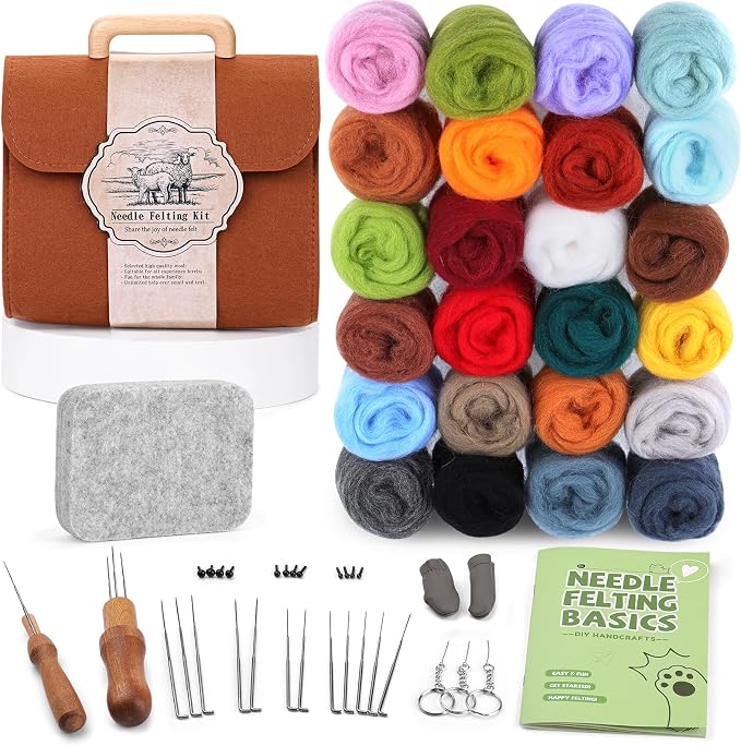 ZXIIXZ Needle Felting Kit, 24 Colors Felting Wool Kit by ZXIIXZ
