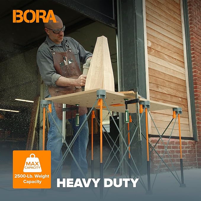 Bora Centipede 2 ft. L x 4 ft. W x 2.5 ft. H Folding Work Table Steel 1500 lb. capacity Gray/Yellow