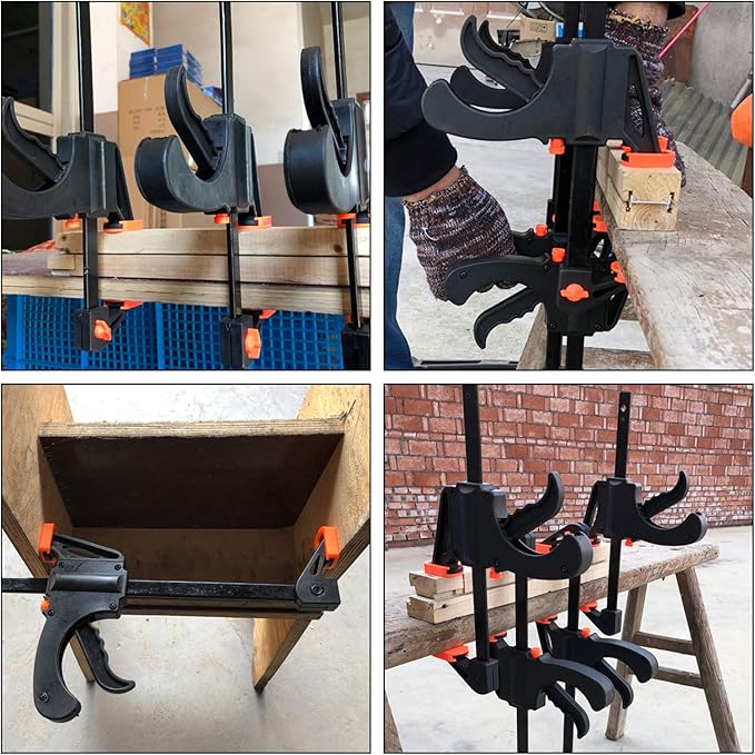 4 Inch Bar Clamps for Woodworking, 8 Pack Quick Grip Clamps Trigger Clamp One Handed Ratchet Clamp, Mini Small Bar Clamp for Craft