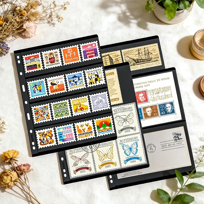 40 Pages 20 Sheets Stamp Album Pages, 8.4 * 11" 4 Styles Stamp Collection - Image 8