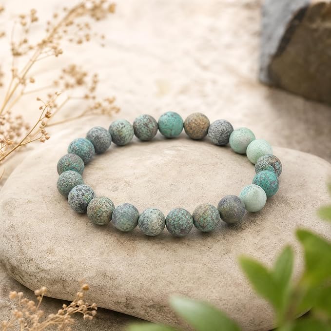48pcs Natural Matte Africa Turquoise Gemstone Beads，8mm Frosted Round Loose - Image 3