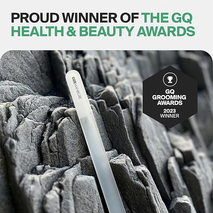 GERMANIKURE Czech Crystal Glass Nail File in Suede Leather Case, Original Black Branded, Professional Manicure & Pedicure Products for Easy Shaping of Natural Nails
