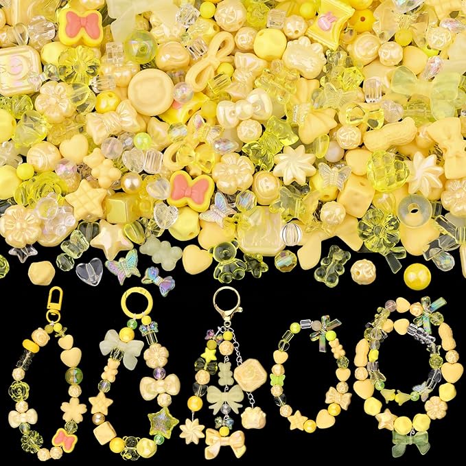 200-260PCS TINKRSTUFF Assorted Yellow Acrylic Beads by TINKRSTUFF