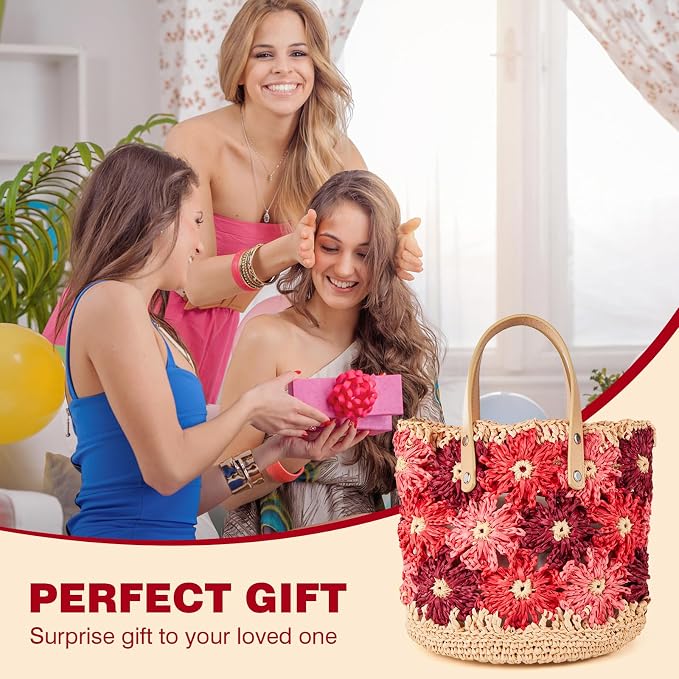 Noocro Crochet Kit for Intermediate or Advanced Level, Floral Raffia Bucket Bag - Image 7