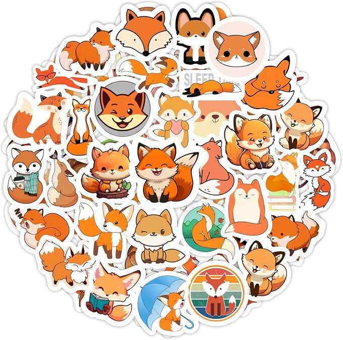 BulbaCraft Fox Stickers for Water Bottle and Laptop by BulbaCraft