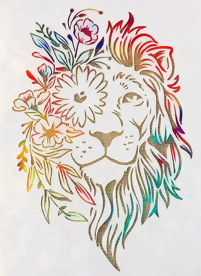 TIAMECH A4 Reusable Flower Eye Lion Stencil - Image 6